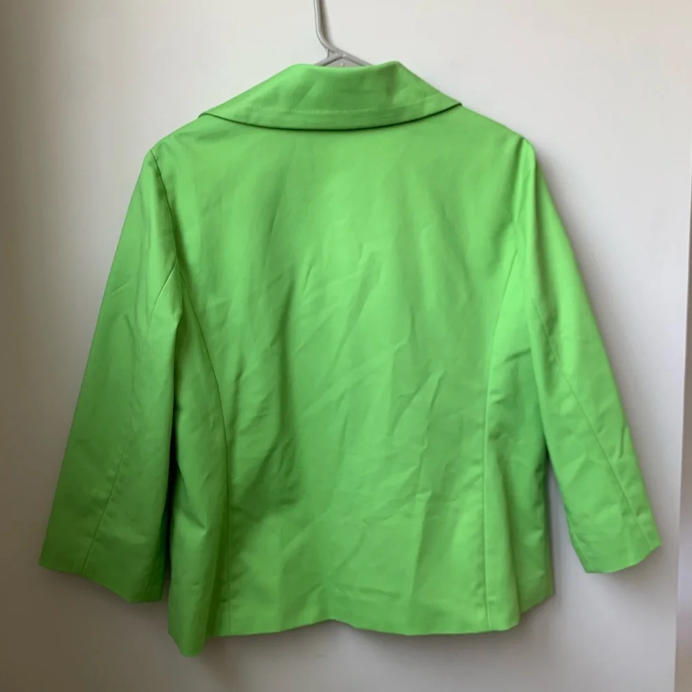 RAFAELLA Women’s Bright Green 3/4 Sleeve Two Button Front Closure Jacket Blazer